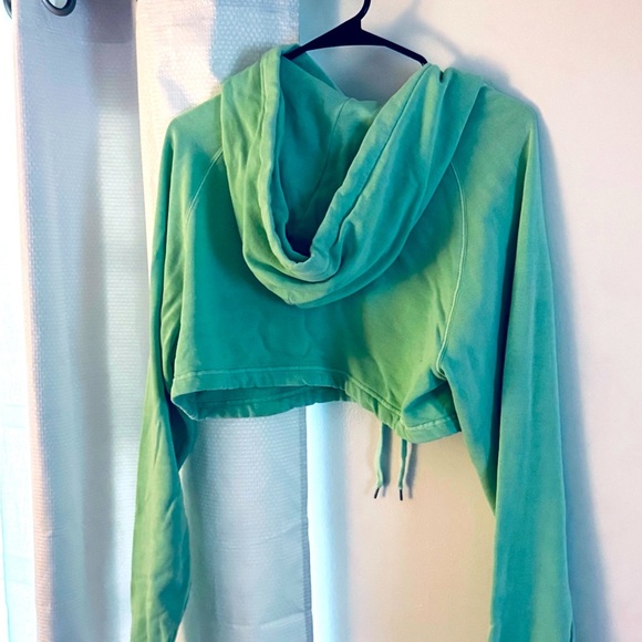 Champion Cropped Sea foam Green Hoodie Sweatshirt - Picture 3 of 8